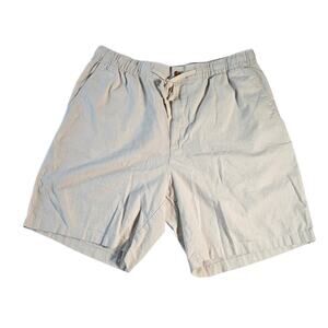 Men's Linen Cotton Blend Shorts | Khaki Drawstring Waist 36 |